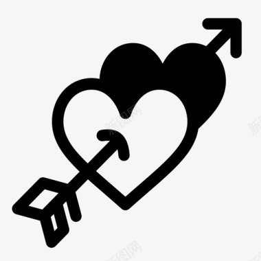 爱的心和箭线情人节图标图标
