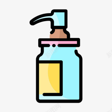 洗发水婴儿淋浴30线性颜色图标图标