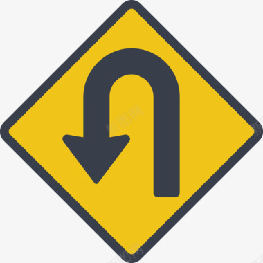 U形转弯美国路标4平坦图标图标