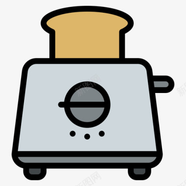 烤面包机家用电器21线性颜色图标图标