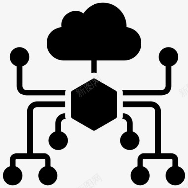 云网络云计算云数据图标图标