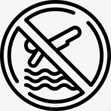禁止潜水警告标志4直线图标图标