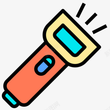 手电筒旅行工具2线颜色图标图标