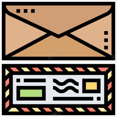 信封邮政服务16线形彩色图标图标