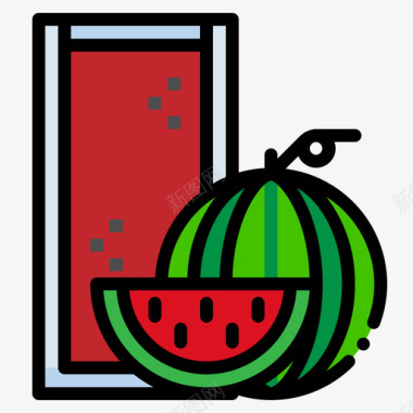 西瓜汁饮料34原色图标图标