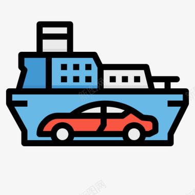 船汽车服务5线性颜色图标图标