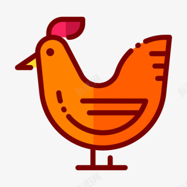 鸡肉养殖70线性颜色图标图标