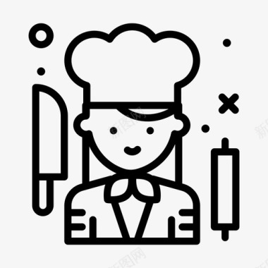 厨师女性职业1直系图标图标