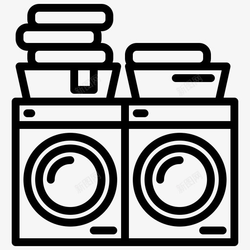 洗衣机电器7线性图标svg_新图网 https://ixintu.com 洗衣机 电器 线性