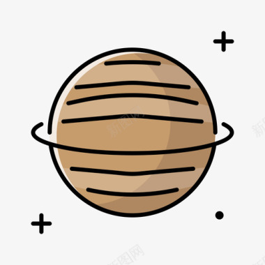 土星149号太空线性颜色图标图标