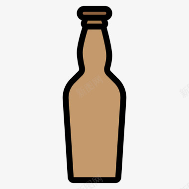 啤酒瓶瓶子和容器4线性颜色图标图标