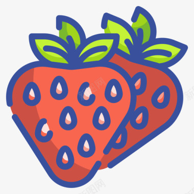 草莓水果和蔬菜48线形颜色图标图标