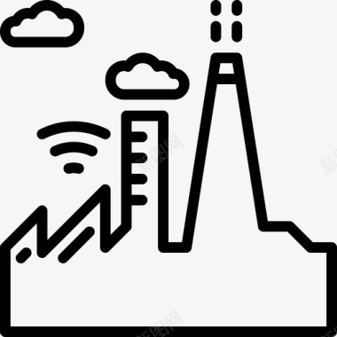 智慧城市建筑云图标图标