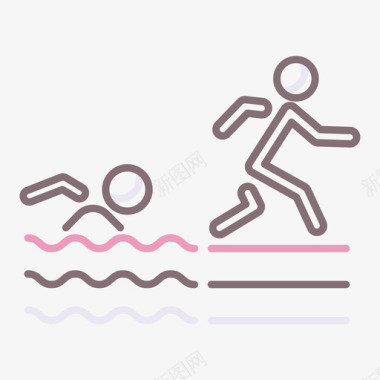 水上运动水上运动3线性颜色图标图标