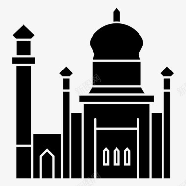 奥马尔阿里赛夫丁清真寺东盟旅游斯里巴加湾半岛图标图标