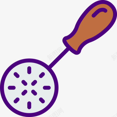 开槽勺子食品168线性颜色图标图标