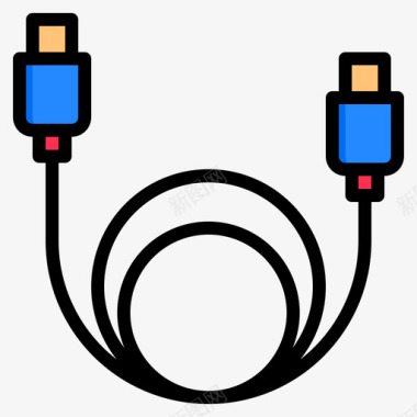 线性彩色9号电子电缆图标图标
