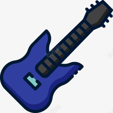 电吉他音乐133线性颜色图标图标