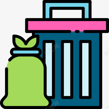 垃圾桶清洁134线性颜色图标图标
