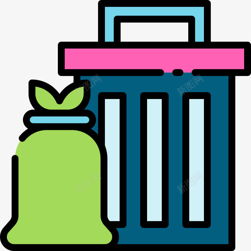 垃圾桶清洁134线性颜色图标svg_新图网 https://ixintu.com 垃圾桶 清洁 线性 颜色