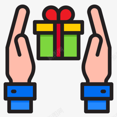 礼品盒礼品33线性颜色图标图标