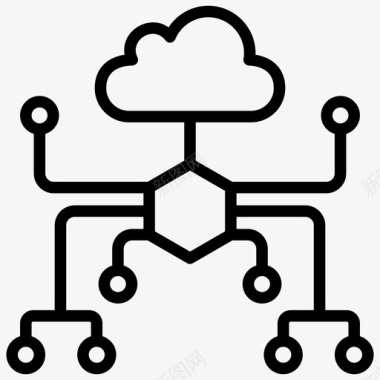 云网络云计算云数据图标图标