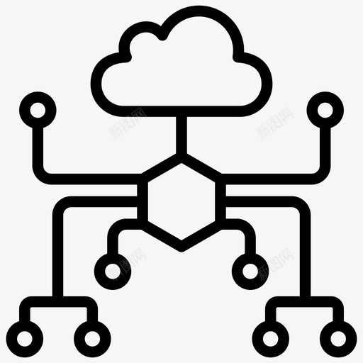 云网络云计算云数据图标svg_新图网 https://ixintu.com 云网 云计算 共享 图标 数据 服务 线图 网络