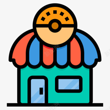 面包店34号店线性颜色图标图标