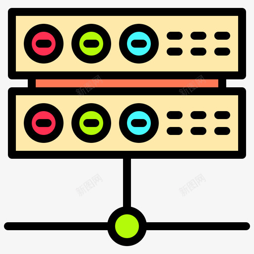 数据库网络和数据库3线性颜色图标svg_新图网 https://ixintu.com 数据库 线性 网络 颜色