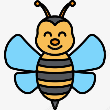 蜜蜂动物27线形颜色图标图标