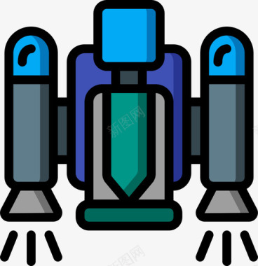 喷气背包科幻1线性颜色图标图标