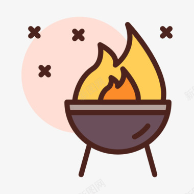 烧烤架烧烤29线性颜色图标图标