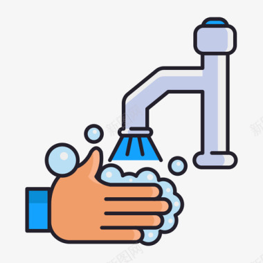 洗手清洁101线性颜色图标图标