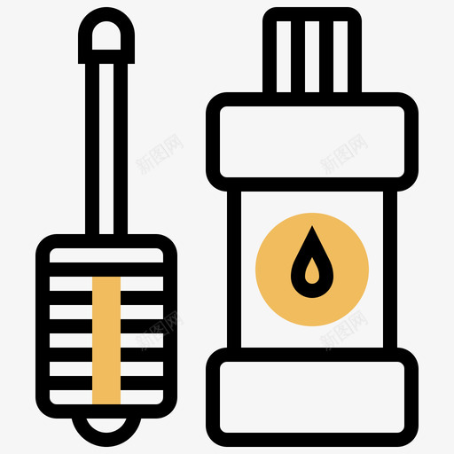 马桶刷清洁99黄影图标svg_新图网 https://ixintu.com 清洁 马桶 黄影