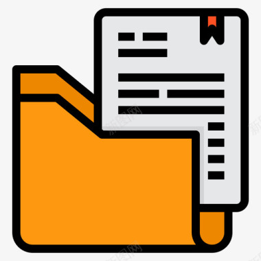 文件夹文具和办公室16线性颜色图标图标