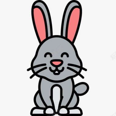 兔子动物27线形颜色图标图标