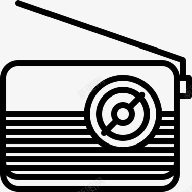 收音机旧设备线性图标图标