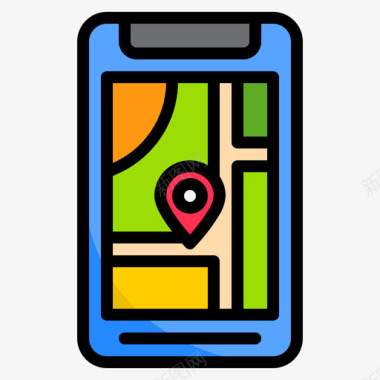 地图智能手机30线颜色图标图标
