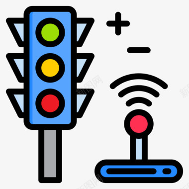 交通控制智能技术16线性颜色图标图标