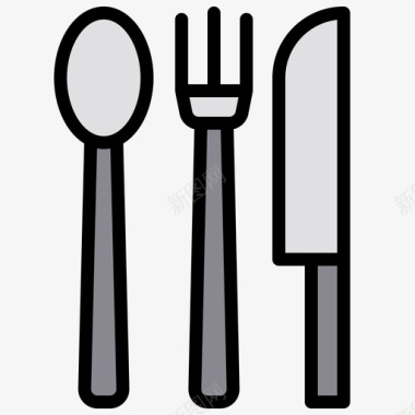 餐具杂项元素5线型颜色图标图标