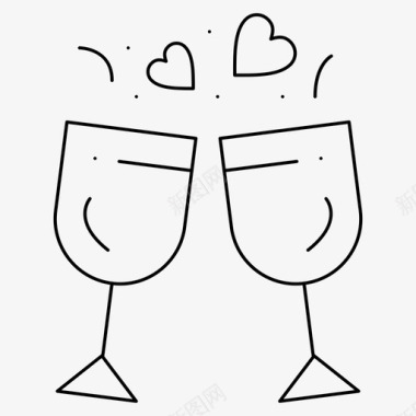 玻璃饮料爱情图标图标