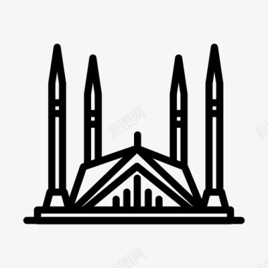 费萨尔清真寺纪念碑21直线图标图标