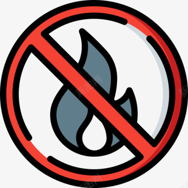 禁止火灾警告标志2线颜色图标图标