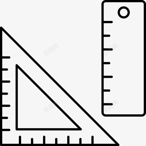 尺教育几何图标svg_新图网 https://ixintu.com 三角形 几何 图标 学校 教育 线图 量角器