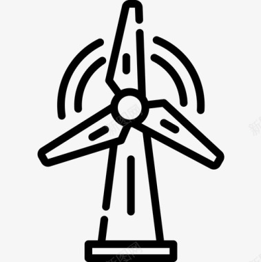 风力涡轮机可再生能源线性图标图标