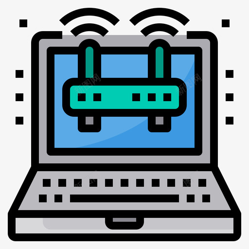 路由器计算机和笔记本电脑5线性颜色图标svg_新图网 https://ixintu.com 电脑 笔记本 线性 计算机 路由器 颜色