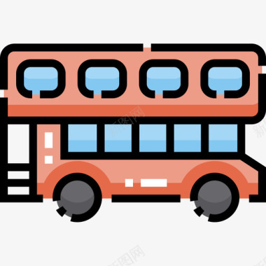 双层巴士车辆运输5辆线颜色图标图标
