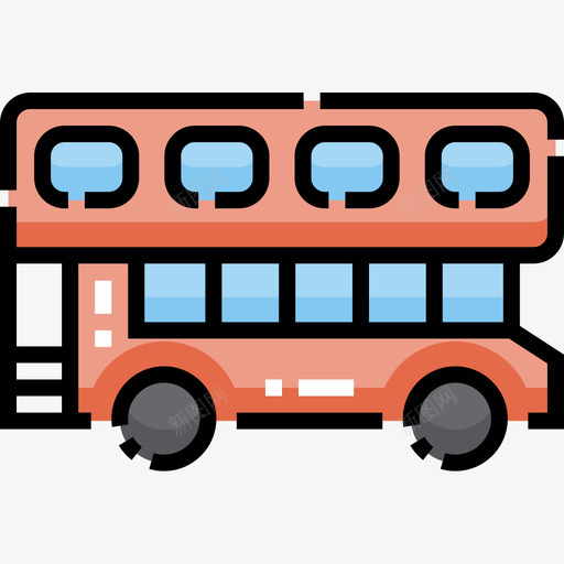 双层巴士车辆运输5辆线颜色图标svg_新图网 https://ixintu.com 5辆 双层 巴士 车辆 运输 颜色