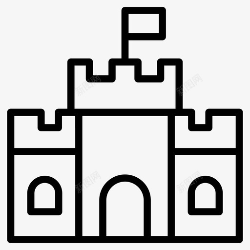 城堡建筑旗帜图标svg_新图网 https://ixintu.com 图标 地标 城堡 建筑 房地产 旗帜 标线