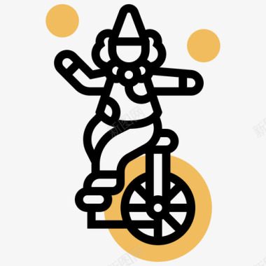 独轮车马戏团元素6黄色阴影图标图标